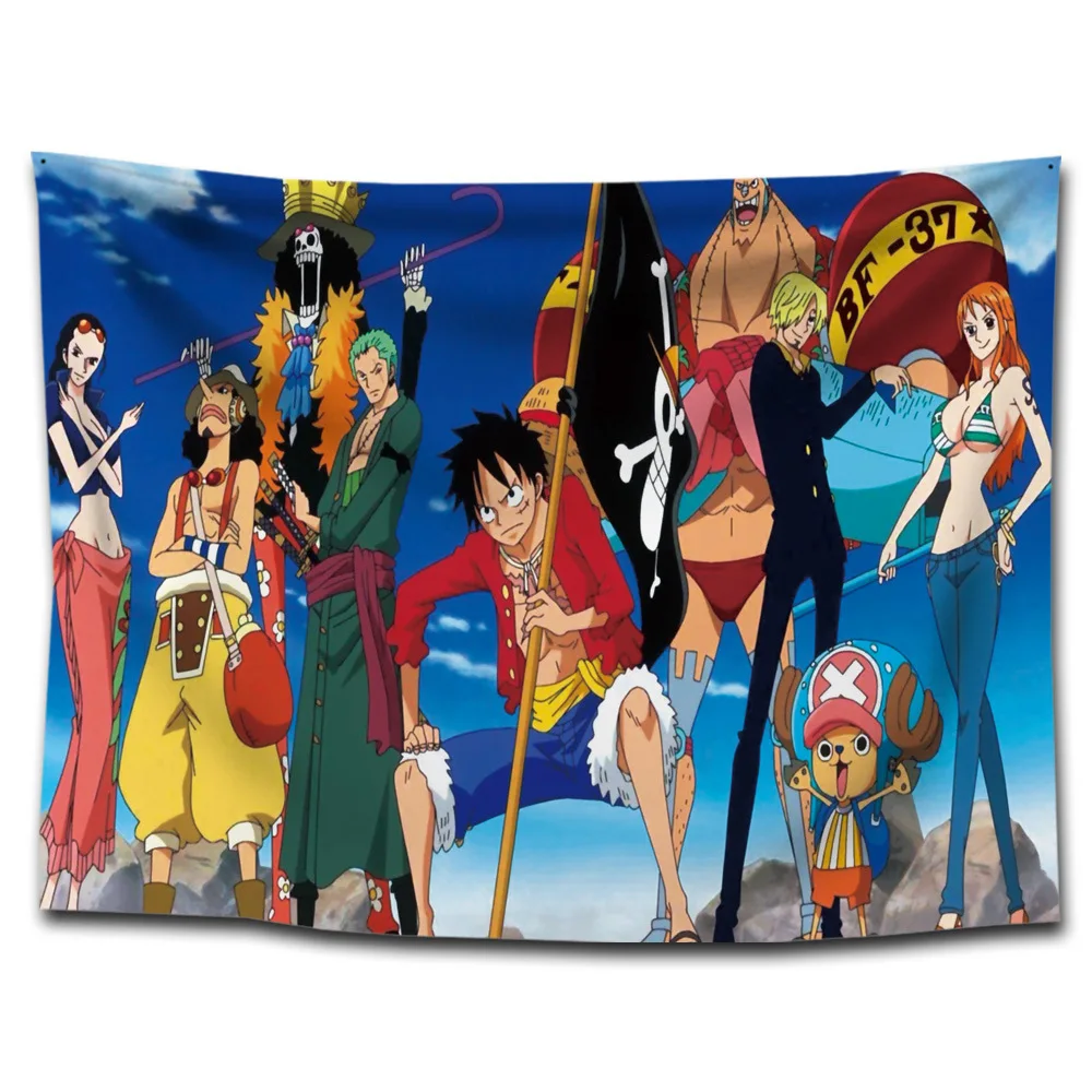 ONE PIECE Аниме гобелен текстиль для домашнего декора японские персонажи настенный пляжное одеяло в стиле хиппи Луффи Зоро Нами Хэнкок - Цвет: 5