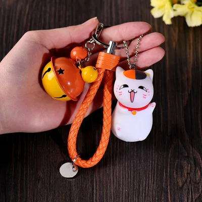 Maneki Neko Lucky Cat Fat Cat Брелок меховой помпон помпоны женская кожаная брелок металлические брелки для ключей ключи от машины сумка Подвеска Шарм D42 - Цвет: 9