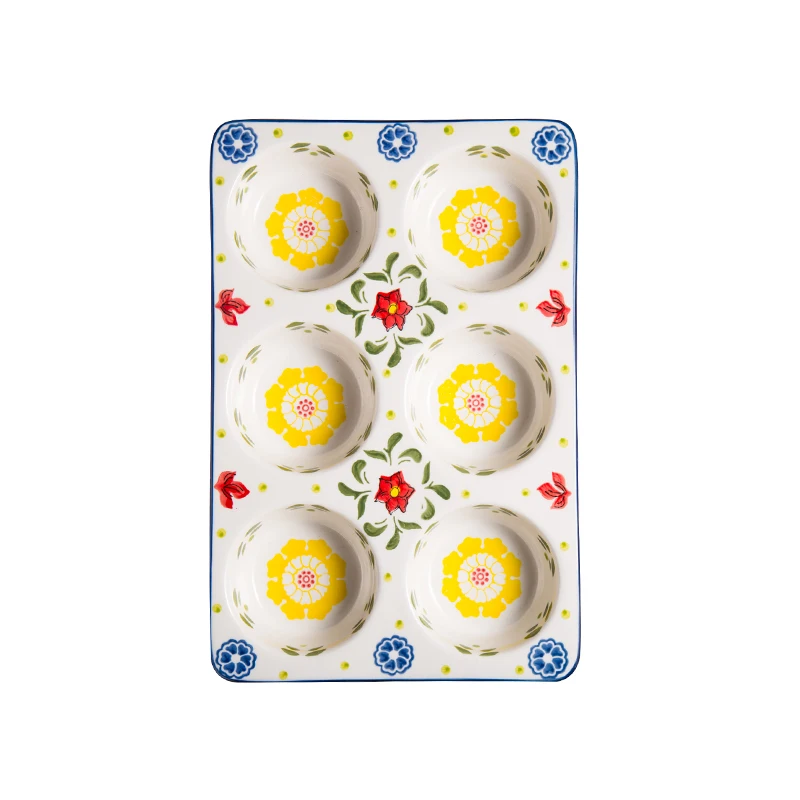 Household Mai Fen cake Baking baking tools Six holes Ceramic bowl roast Shu Fu Lei Ma paper cup mold Plate | Дом и сад