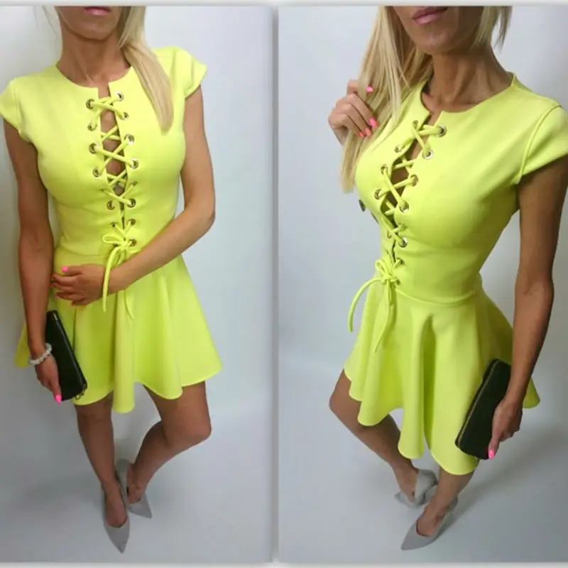 Женская Сексуальная Летнее Платье 2016 Выдалбливают Bodycon Платья Повязки Тонкий