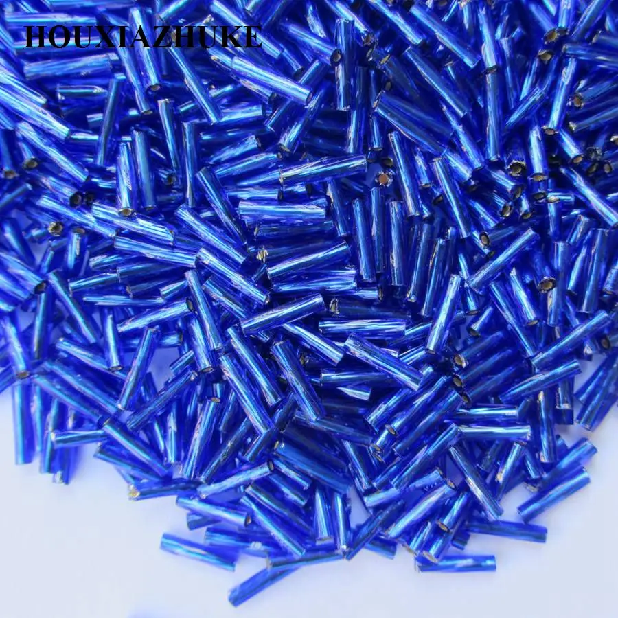 6 mm long silver lined colors glass twisted bugle seed beads for sewing garment decoration | Дом и сад