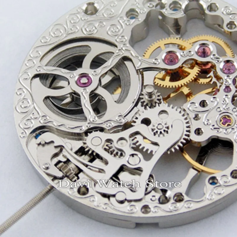 Мужские часы 17 драгоценностей серебристый скелет с ручным заводом 6497|6497 skeleton|watch