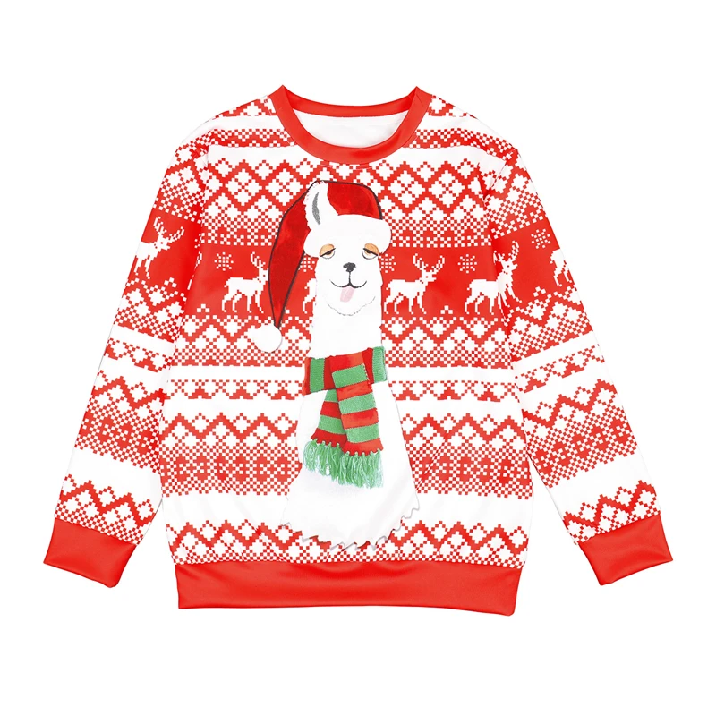 Alpaca Printed Christmas Sweaters Clothing O-neck Pullover Sweatshirts Family Fitted Tops Father Mother Daughter Son Costumes |