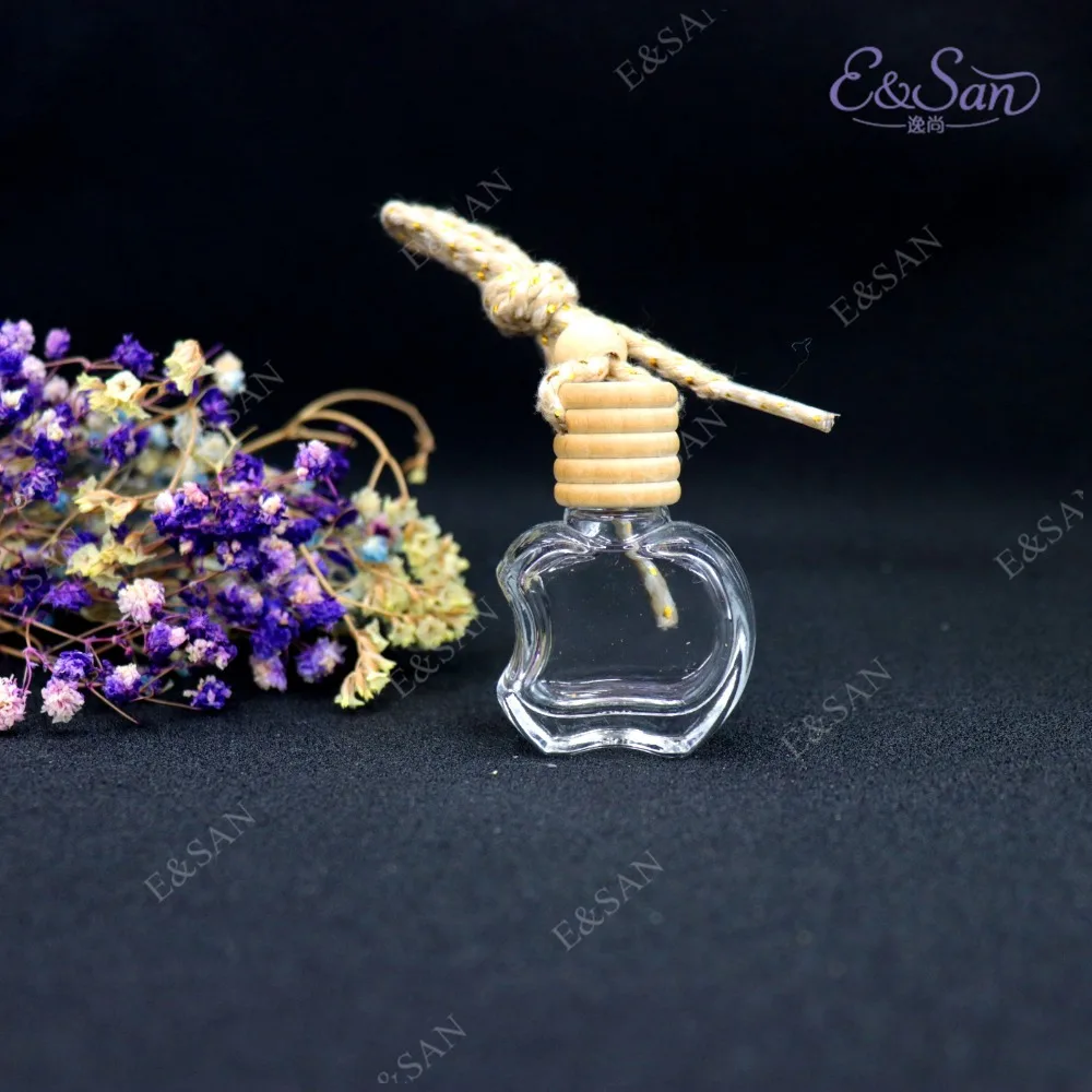 FM1020-10ML Apple Transparent Perfume Glass Bottle Car Pendant Boutique Car Hanging Cosmetics Bottle 100PCS/LOT