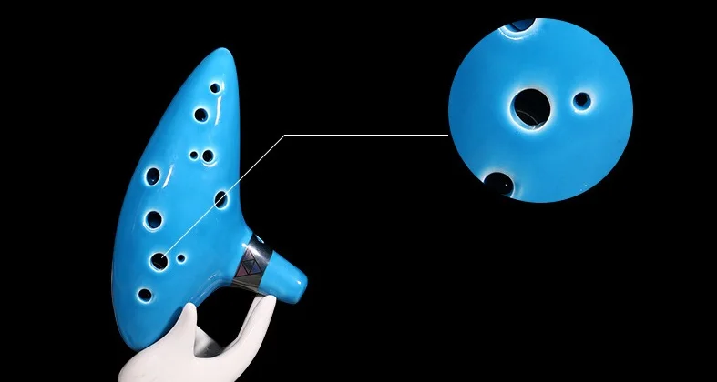 Классический синий музыкальный инструмент Ocarina Alto C с 12 отверстиями яркая