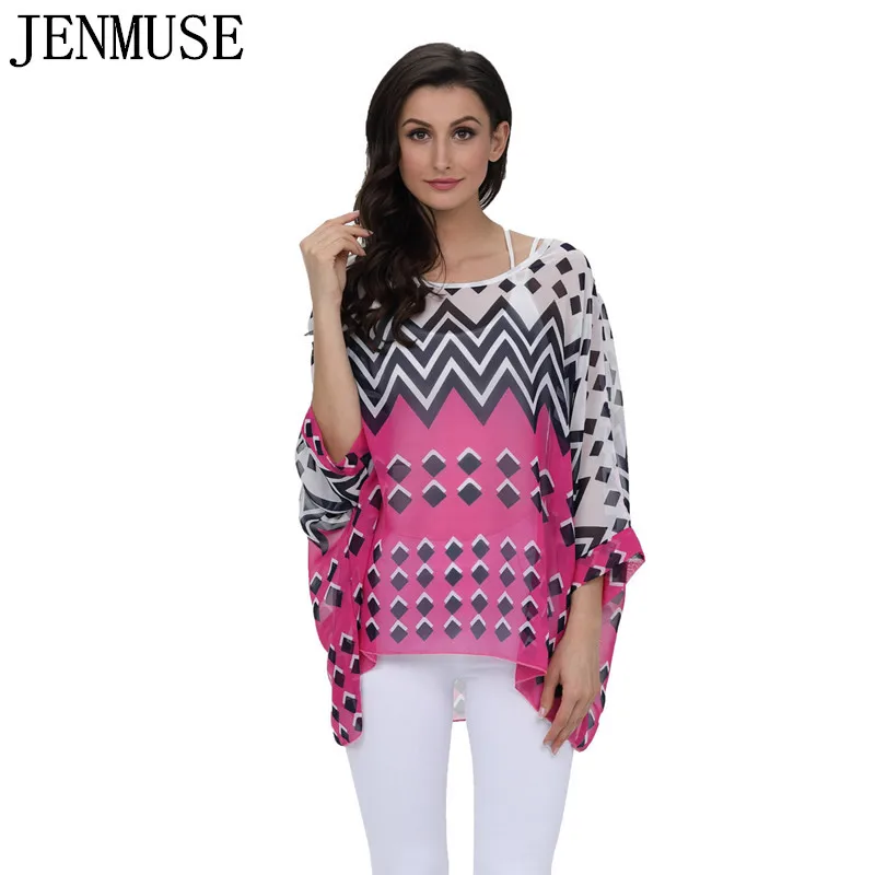 Блузка Jenmuse 4XL 5XL 6XL большого размера 2019 женская блузка с цветочным принтом