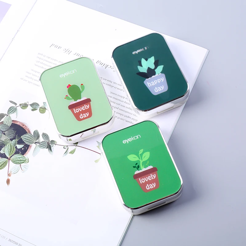 Cute full function Double small cartoon fashion luxury lens box Plastic Mirror Contact Lens Case | Аксессуары для одежды