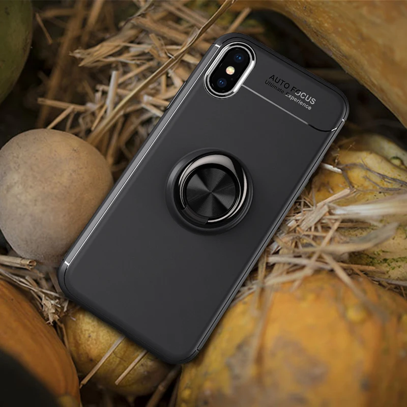 Роскошный чехол для iPhone Xs максимальный чехол кольцевой магнитный держатель мягкий матовый Силиконовый чехол для iPhone X 5 5S SE 6 6s 7 8 Plus Coque