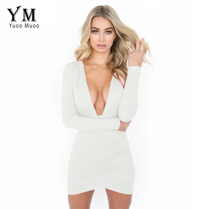 Женское мини платье с открытой спиной YuooMuoo Осеннее Короткое женское