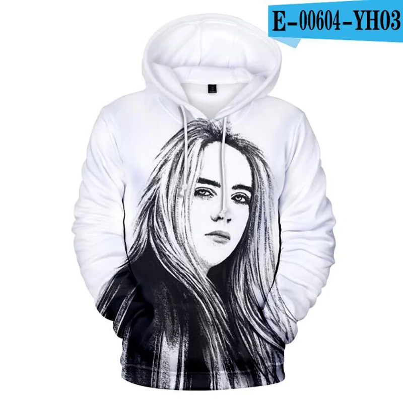 В Стиле Хип-хоп, модная Фирменная Костюмы Billie Eilish 3D принт худи свободного кроя из Для женщин с капюшоном толстовки, пуловеры, повседневный стиль, уличная одежда, топы