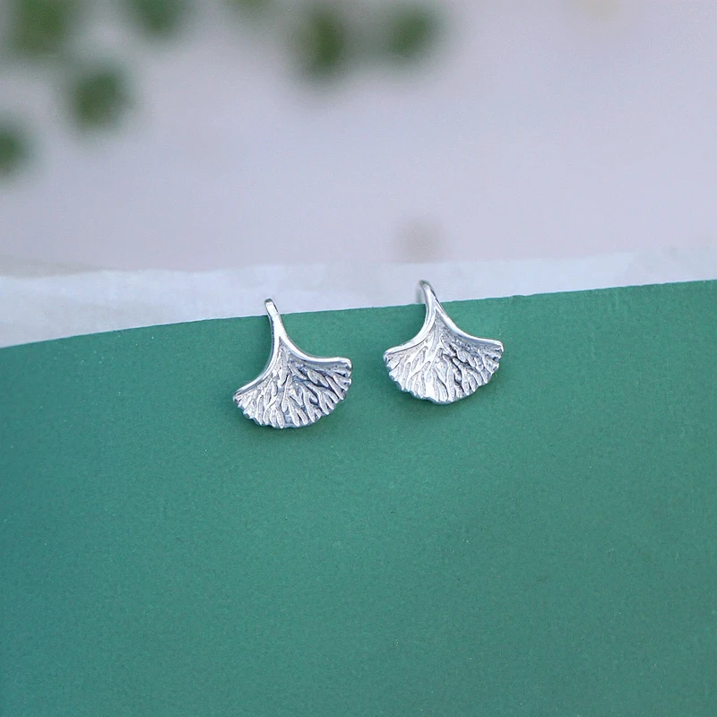Корейские модные серебряные серьги в виде листьев гинкго билоба для женщин и