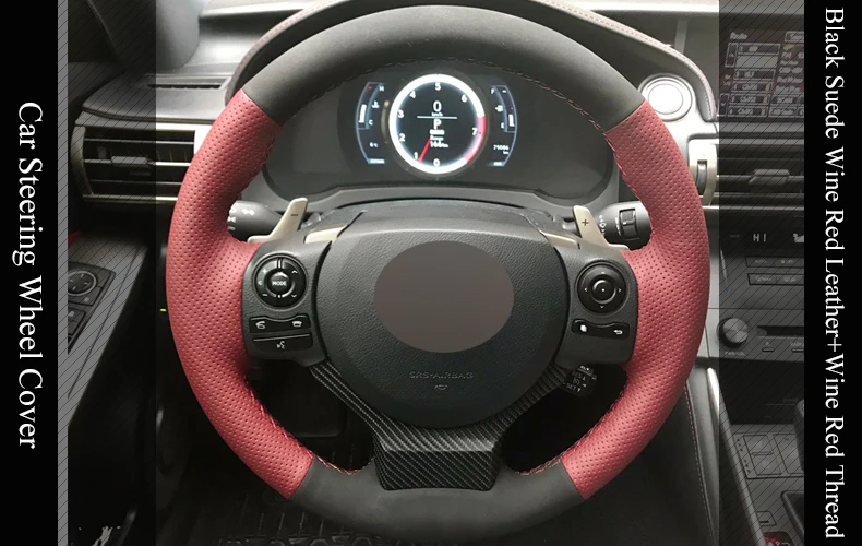 Lqtenleo черная замша цвет красного вина кожа рулевое колесо подходит для Lexus CT200 IS200t IS250 IS300 IS350 NX200 NX200t NX300 RC200