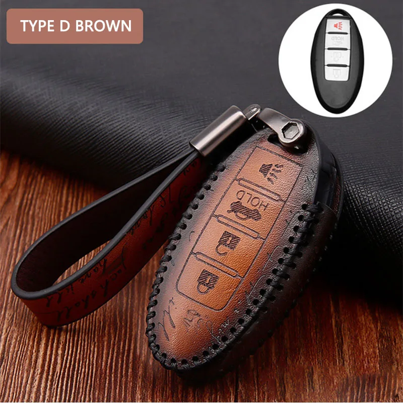 TYPE D BROWN Автомобильный чехол для ключей для Nissan TEANA Qashqai Juke Maxima Altima TEANA Tiida Sylphy Sunny X-Trail ключ дистанционного управления в виде ракушки брелок для ключей - Название цвета: TYPE D BROWN