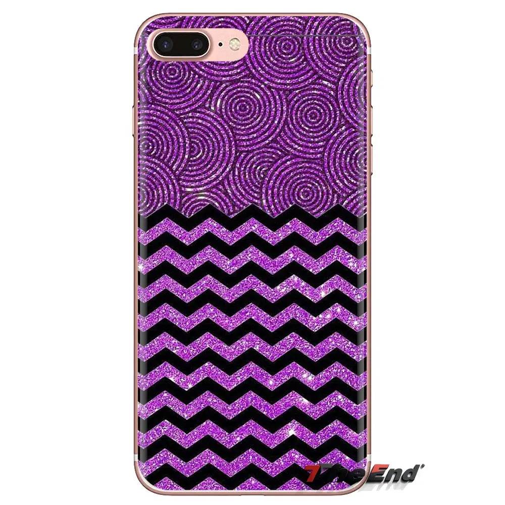 Силиконовые чехлы красивые фиолетовые сверкающие блестки для Samsung Galaxy S3 S4 S5 Mini S6 S7