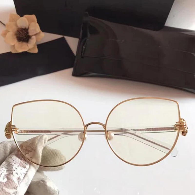 Женские прозрачные очки RBUDDY с прозрачными линзами в металлической оправе розового и золотого цвета 2019|clear