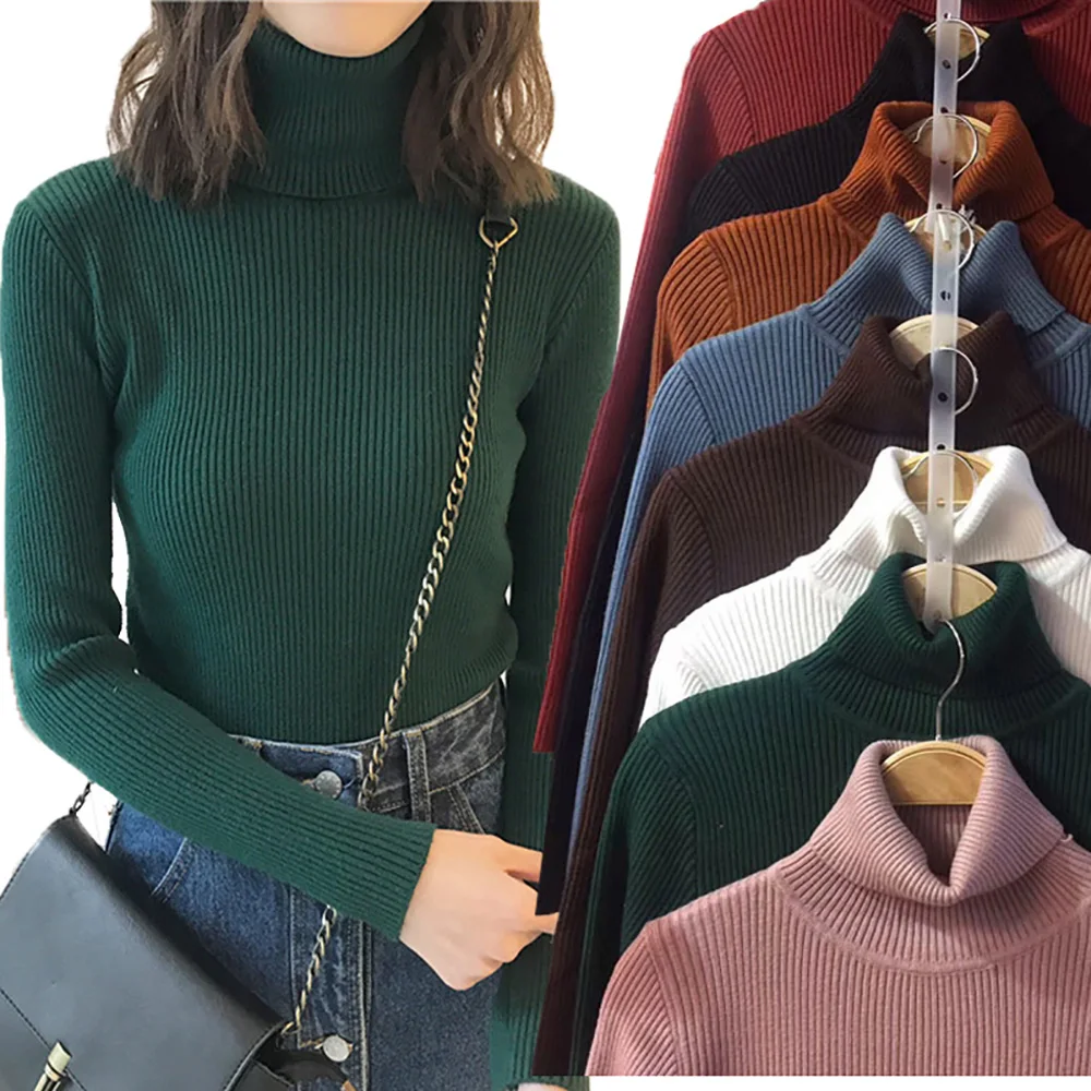 Sweaters Women 2018 Winter Warm Ladies Knitwear Tops Slim Pull Femme Sueter Mujer Woman Pullovers Knitted Turtleneck Sweater | Женская