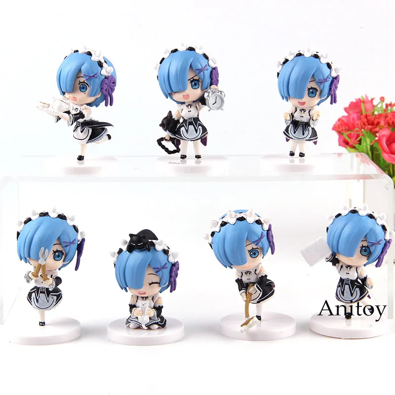 ReZero Hajimeru Isekai Seikatsu служанки Rem Re Zero фигурку ПВХ Мини Коллекция Модель игрушка в подарок 7 шт./компл