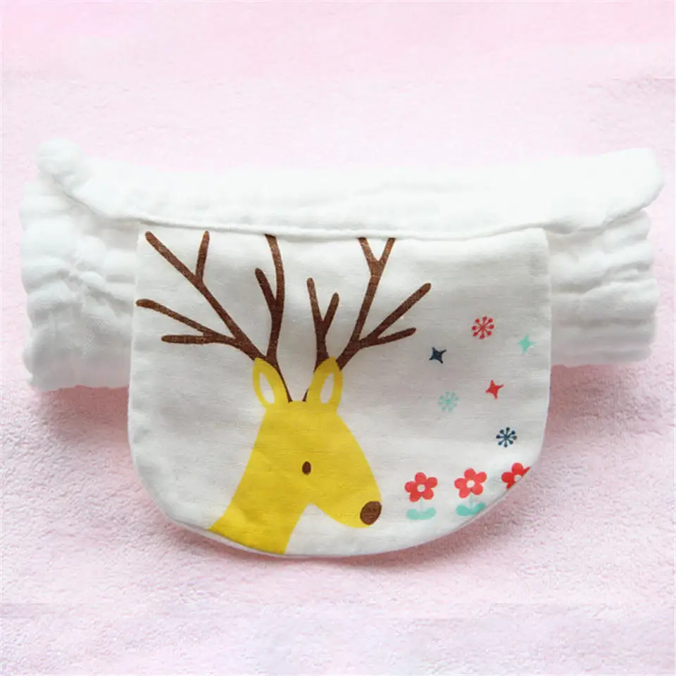 yellow deer 1 шт., детский бюстгальтер-полотенце, хлопок, дышащий, 6 слоев, марлевые прокладки, слинг, пот, салфетки, многоразовый, с милым рисунком, детский бюстгальтер-полотенце - Color: yellow deer