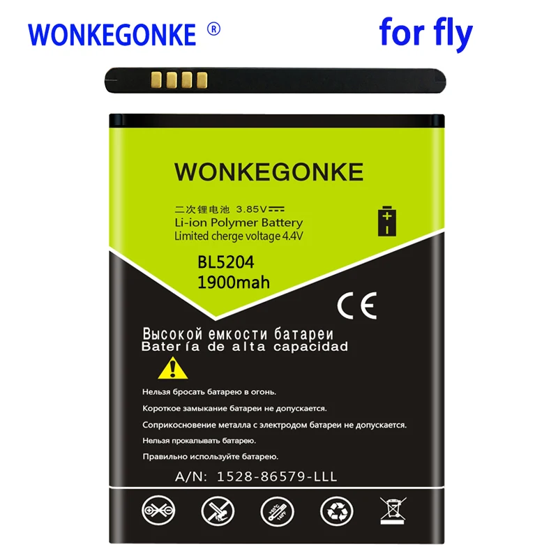 WONKEGONKE 1900mah BL5204 BL 5204 Battery For Fly IQ447 IQ 447 Mobile Phone Rechargeable Bateria | Мобильные телефоны и