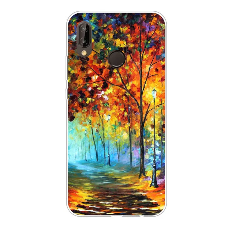 huawei nova 3e Case Silicon Vivid flowers Painting Soft TPU Back Cover for Phone protect Bags shell |