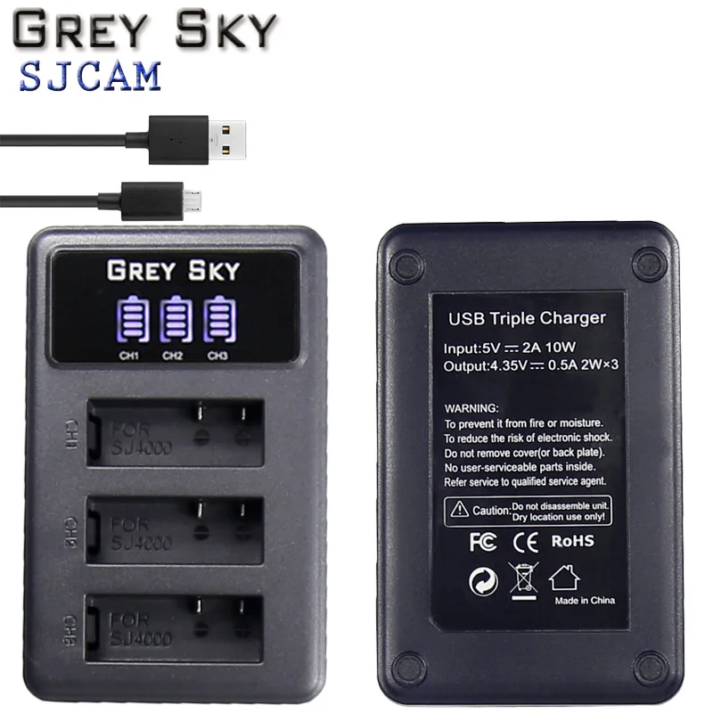 3,7 v 900mAh батарея SJ4000 Батарея SJ5000 SJ6000, Wi-Fi+ ЖК-дисплей 3 лота usb зарядное устройство для спортивной экшн-камеры SJCAM sj 4000 5000 6000 7000 8000 sj9000 M10 - Цвет: 1 charger