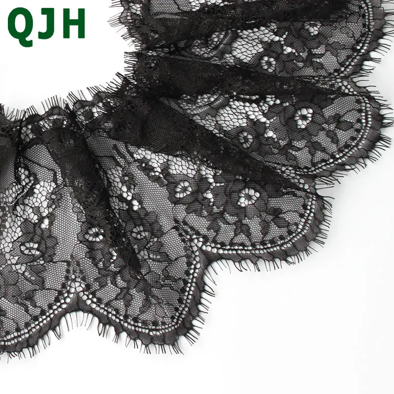 Бренд QJH 3 м/лот ширина 15 см черные ресницы кружевная отделка цветок односторонняя