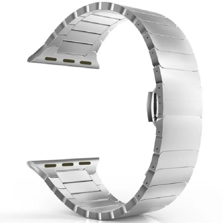 silver Роскошный браслет FOHUAS из нержавеющей стали для apple watch серии 1, 2, ремешок iwatch из нержавеющей стали 42 мм с адаптерами - Цвет ремешка: silver