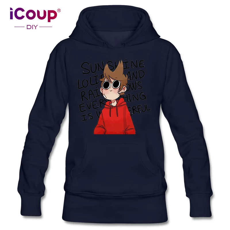 Тёмно-синий ICoup Женская толстовка Eddsworld Tord хлопок - Цвет: Тёмно-синий