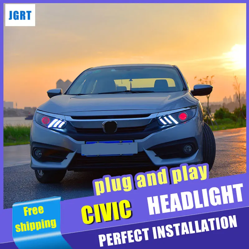 2016-2017 для Honda civic фара в сборе светодиодный светильник би ксенон объектив h7 d2h с hid
