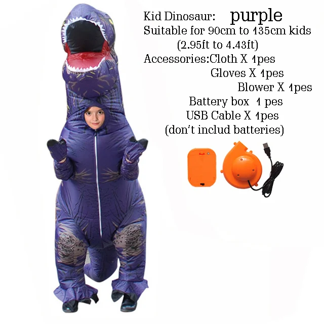 Kid Size T-rex динозавр надувной костюм deguisement Хэллоуин pour animaux Косплей маскарадный костюм динозавр - Цвет: Kid Size