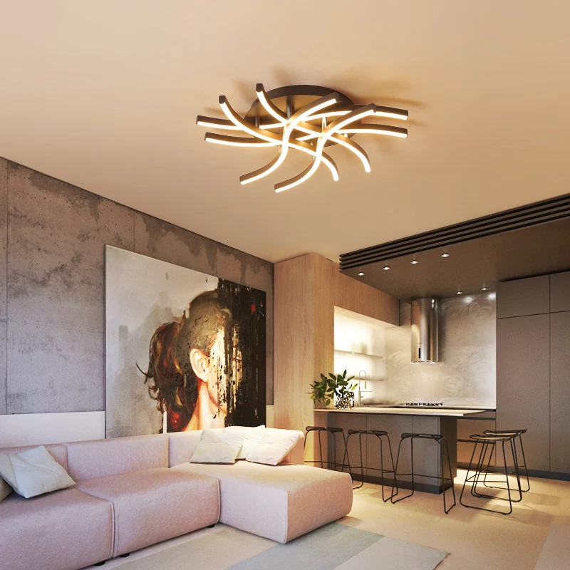 Кофейный декоративный диммер + RC современный светодиодный потолочный светильник