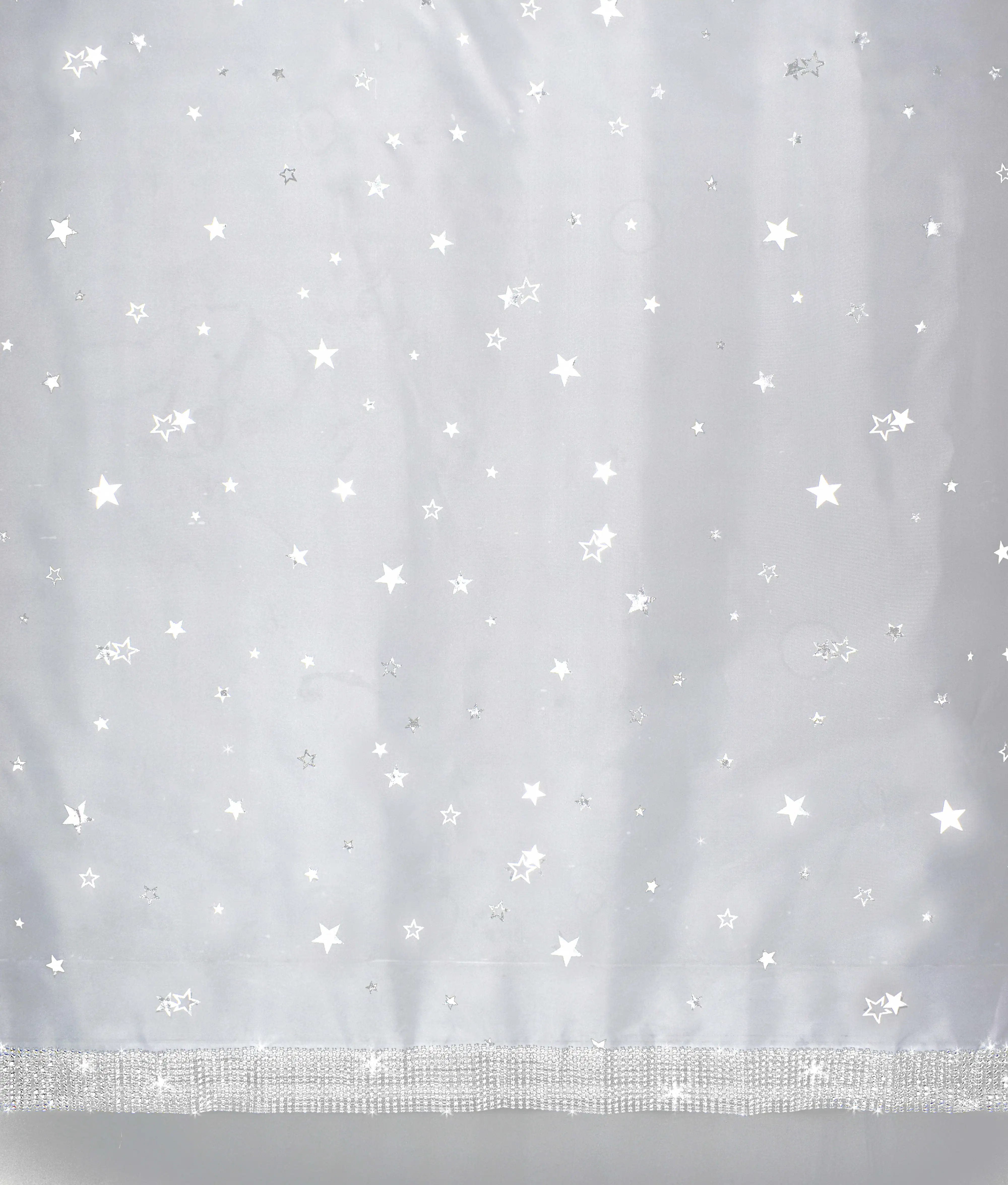 Тюлевая ткань в виде летающей серебряной звезды с блестящими звездами