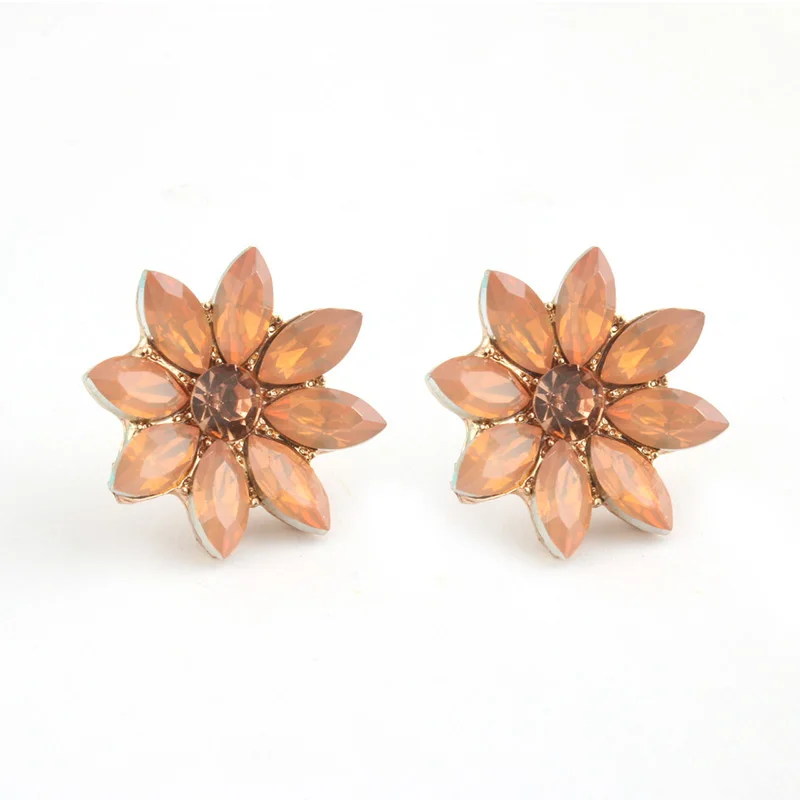 Resin apricot NeeFu WoFu сладкие серьги бренд кристалл серьги цветок ювелирные изделия серьги большие длинные Brinco уха Oorbellen Рождественский подарок - Окраска металла: Resin apricot