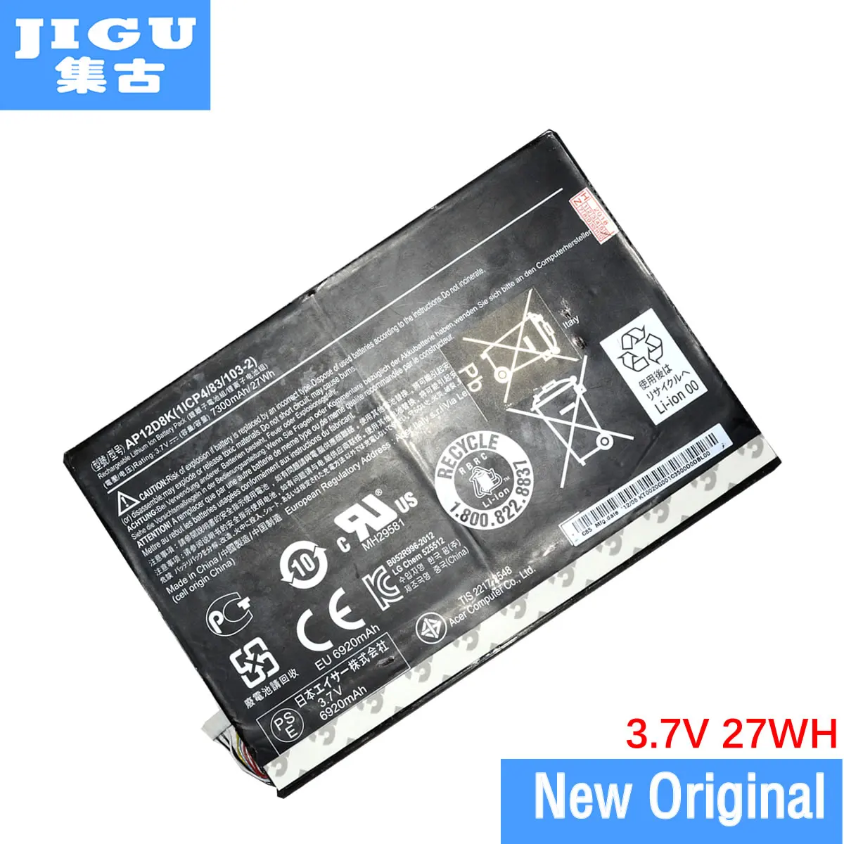 Новый оригинальный аккумулятор JIGU 1ICP4/83/103 2 AP12D8K для Acer Iconia W510 W510P P3 171 3 7 в 7300 мАч 27