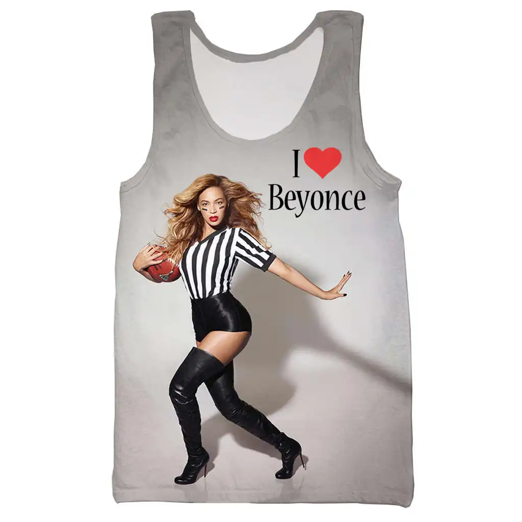 Мужская майка с 3D принтом queen Beyonce летний топ на бретельках лямкой шее для мужчин и