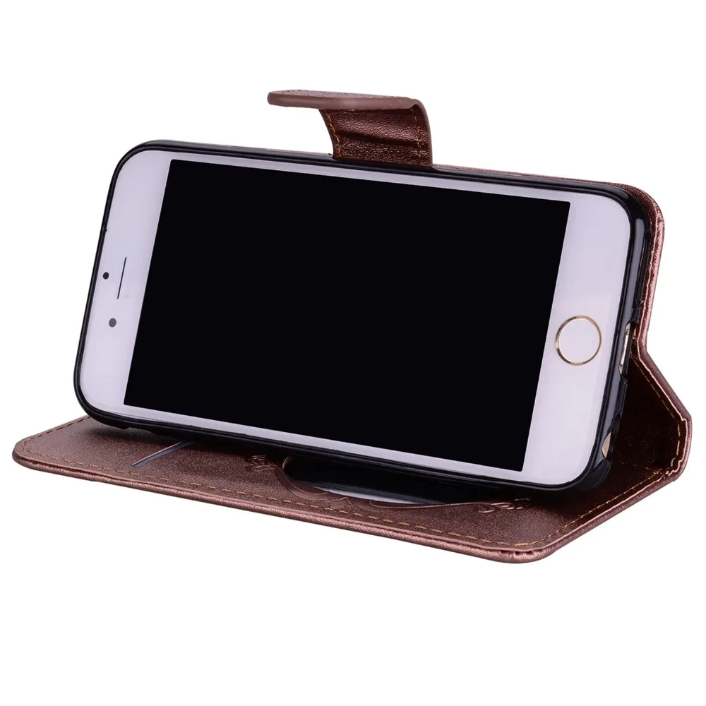 Flip Phone Case Women for iPhone 6 7 Plus Leather Wallet Cover 8 X Hanging Stand with Mirror Flower | Мобильные телефоны и