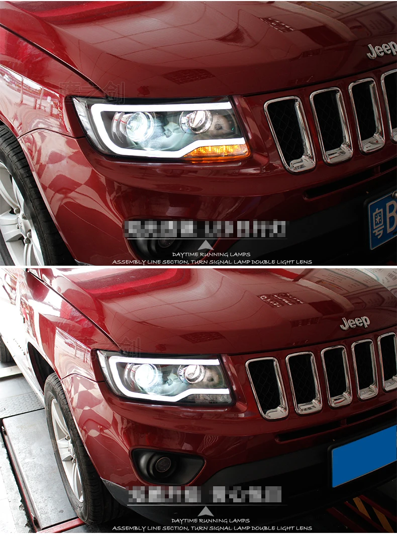 Автомобильный Стильный чехол на голову для Jeep Compass 2011- Jeep Compass светодиодный фонарь DRL Объектив Двойной Луч Биксенон HID
