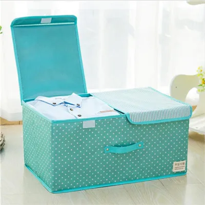 Waterproof Oxford Cloth Storage Box Foldable Double Lid Underwear Bra Socks Container Organizer Sundries Clothes Storage Box - Цвет: Style 2