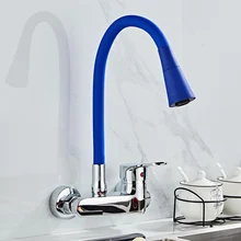 Wall Mounted Kitchen Faucet Single Handle Kitchen Mixer Taps Dual Holes Hot and Cold Water Tap 360 Degree free Rotation