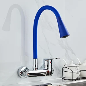 wall mounted kitchen faucet single handle kitchen mixer taps dual holes hot and cold water tap 360 degree free rotation free global shipping