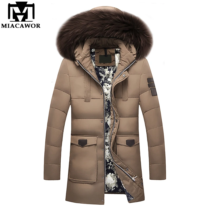 MIACAWOR New -20 Degree Warm Winter Jacket Duck Down Thick Snow Parka Hooded Casual Coat Windproof Outerwear J506 | Мужская одежда