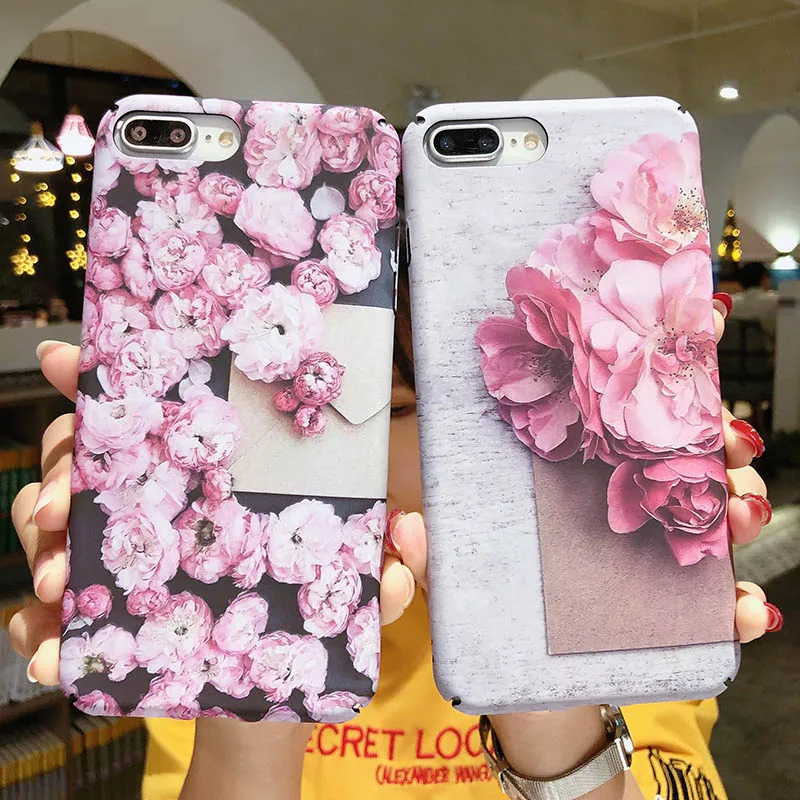 YAMIZOO Flower Case For iPhone 6 7 5s Cover 5 se Coque Shockproof PC Hard Luxury Phone x 8 6s Plus |