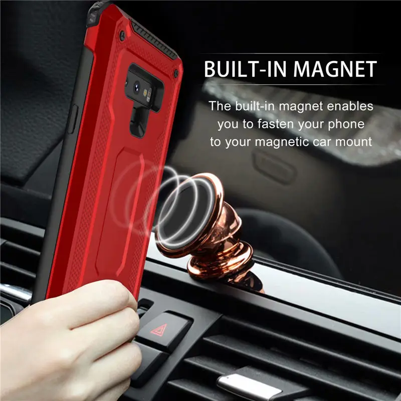 For Samsung Galaxy Note 8 9 Shockproof TPU +PC Phone Stand Armor Case Back Cover S8 S9 Plus Luxury Rugged Coque Capa |