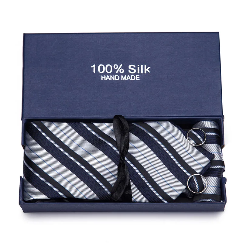 Мужской галстук 100% шелк синий Пейсли жаккардовый тканый + Hanky Запонки Наборы для