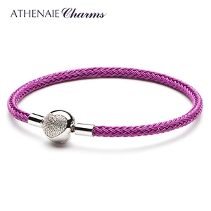 Женский браслет ATHENAIE, разноцветный браслет из стерлингового серебра 925 пробы с застежкой в виде сердца и сердечка, подходит для подарка