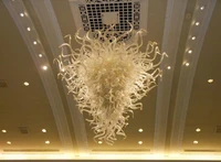 pure white hand blown glass crystal chandelier elegant decor hotel restaurant banquet decor led chandelier lighting