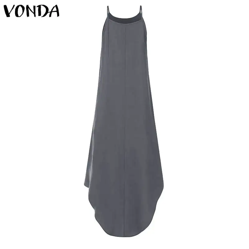 VONDA, платье размера плюс, женское, сексуальное, без рукавов, с открытой спиной, вечерние, на бретелях, длинное, макси, платья для офиса, для девушек,, повседневное, летнее, vestidos