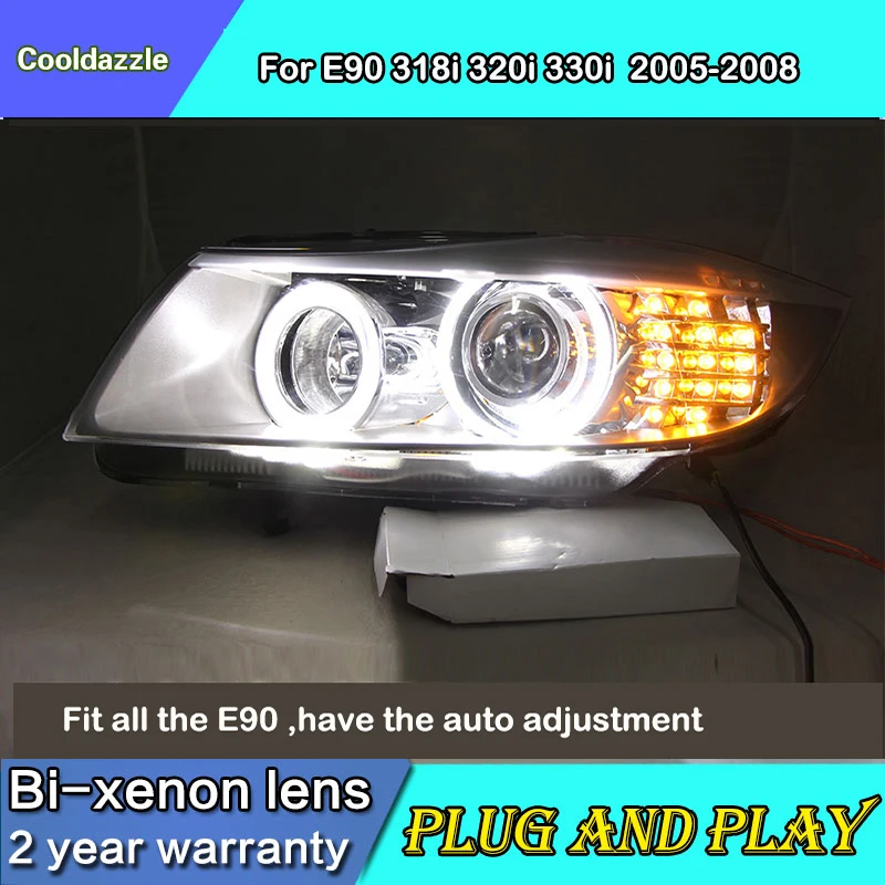 Стайлинга автомобилей чехол для BMW E90 330I 320I 318i Led Ангельские глазки фара 2005 2006 2007 2008