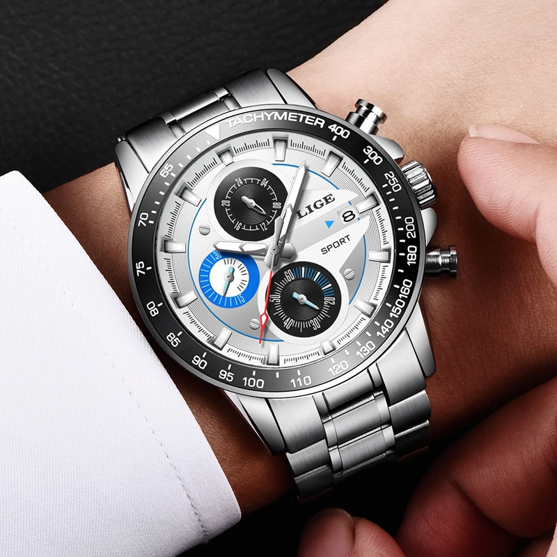 Men Watches Top Luxury Brand LIGE Business Fashion Waterproof Watch Sports Leisure Full Steel Quartz Relogio Masculino | Наручные часы