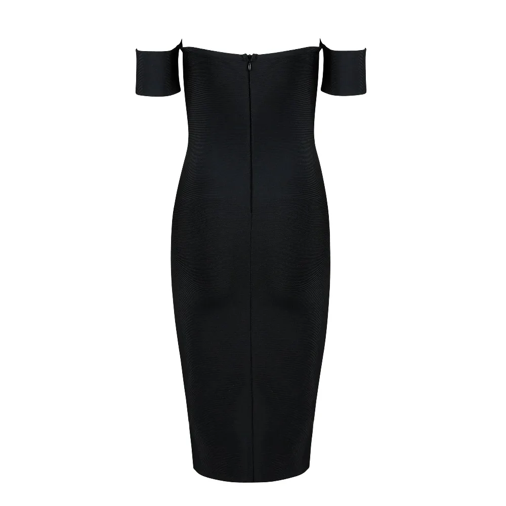 Top Quality Black Off the Shoulder Bandage Dress Celebrity BodyconSlash Neck | Женская одежда
